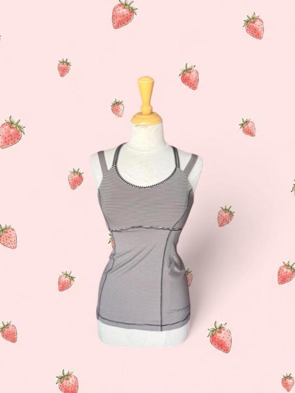 lululemon athletica black and pink Striped Athletic Tank